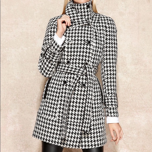 Women’s Calvin Klein houndstooth wool trench coat - Picture 2 of 8